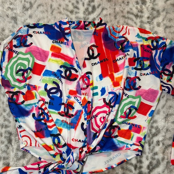 Chanel Colorful Logo Print Blouse - Picture 13 of 16